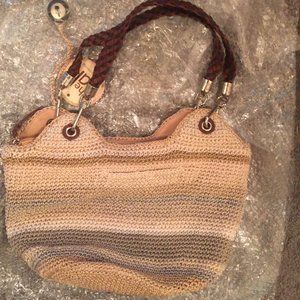 The Sak Indio Sand Stripe Crochet Hobo Bag NWT